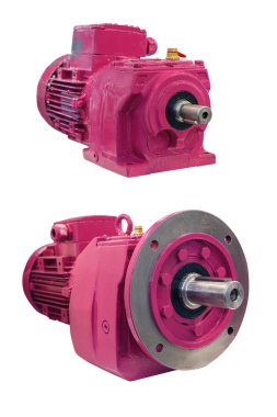 beyaz arka plan üzerinde izole dişli ile iki modern elektrik motoru