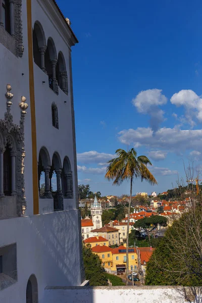 Kilátás Vörös Cserepes Tetők Vár Gyönyörű Portugál Város Sintra — Stock Fotó