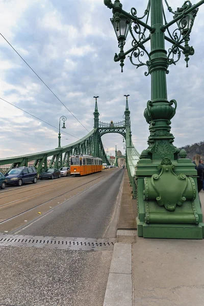 Oldest Chain Bridge Danube Budapest Beautiful Lantern Foreground — Stock Photo, Image