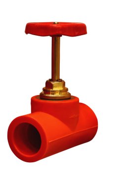 beyaz arka plan üzerinde izole ısıya dayanıklı plastikten yapılmış modern kapatma vanası