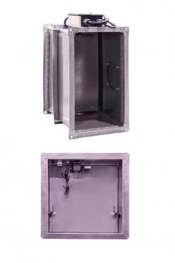 beyaz arka plan üzerinde izole elektronik kontrollü süreç ile endüstriyel hava arıtma sistemi iki örnek