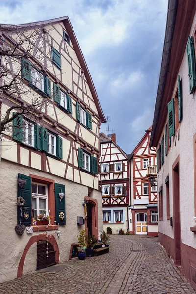 View Narrow Cobbled Street Beautiful Half Timbered Houses Old German — Stock Photo, Image