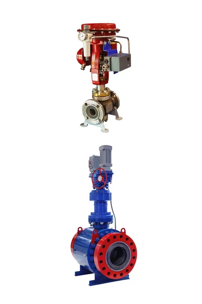 Zwei Moderne Absperrventile Mit Automatischer Steuerung Für Eine Gasleitung Isoliert — Stockfoto