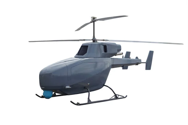Hélicoptère Militaire Moderne Sans Pilote Isolé Sur Fond Blanc — Photo