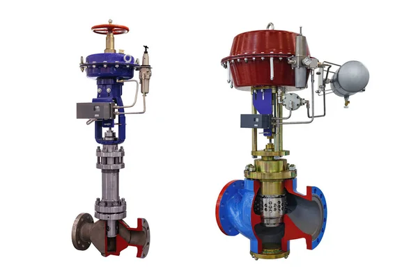 Dos Modernas Válvulas Cierre Con Control Automático Manual Para Una — Foto de Stock