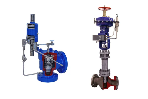Dos Modernas Válvulas Cierre Con Control Automático Manual Para Una — Foto de Stock