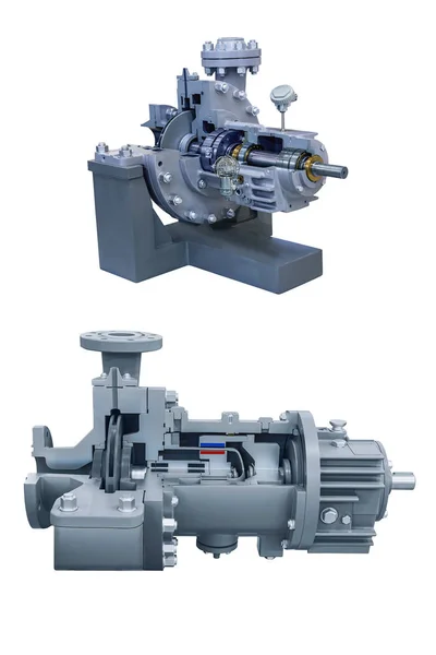 Två Moderna Pumpar För Kondenserad Gas Närbild Pumpens Tvärsnitt — Stockfoto