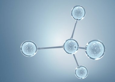 Bilim, kimya ve biyoteknoloji için molekül ya da atom temizliği. Soyut grafik illüstrasyon bilimi tıbbi arka plan 3D görüntüleme.