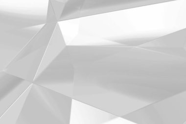 Soyut beyaz ve gri çokgen üçgen desenli arka plan. 3d resimleme