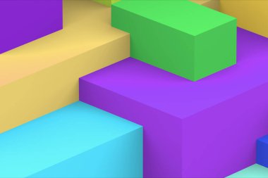 Soyut geometrik kübik renkli arkaplan. izometrik 3d oluşturucu.