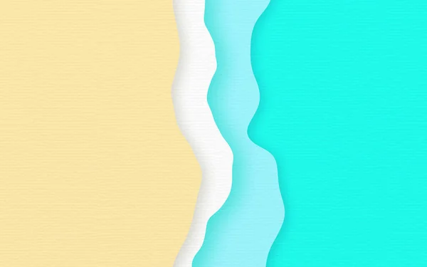 Синє Море Жовтий Пісок Градієнт Паперового Мистецтва Фон Літній Пляж — стокове фото