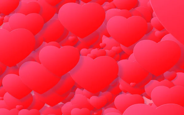Papper Konst Stil Rött Och Rosa Hjärta Alla Hjärtans Dag — Stockfoto