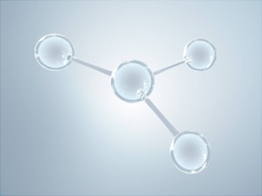 Bilim, kimya ve biyoteknoloji için molekül ya da atom temizliği. Soyut grafik illüstrasyon bilimi tıbbi arka plan 3D görüntüleme.