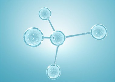 Bilim, kimya ve biyoteknoloji için molekül ya da atom temizliği. Soyut grafik illüstrasyon bilimi tıbbi arka plan 3D görüntüleme.