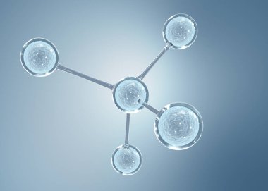 Bilim, kimya ve biyoteknoloji için molekül ya da atom temizliği. Soyut grafik illüstrasyon bilimi tıbbi arka plan 3D görüntüleme.