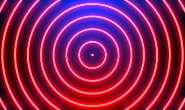 Soyut kırmızı neon ışık daireleri arkaplanı.