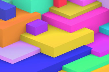 Soyut geometrik kübik renkli arkaplan. izometrik 3d oluşturucu.
