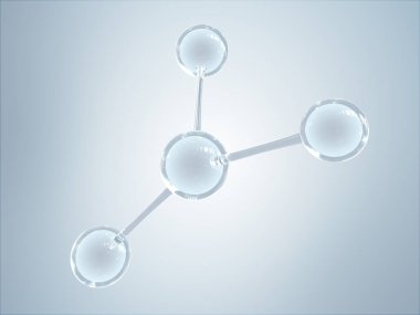 Bilim, kimya ve biyoteknoloji için molekül ya da atom temizliği. Soyut grafik illüstrasyon bilimi tıbbi arka plan 3D görüntüleme.