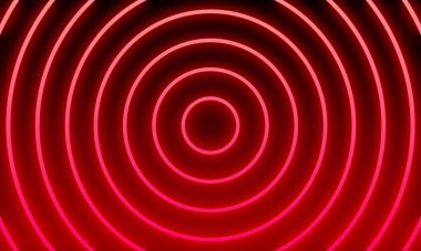 Soyut kırmızı neon ışık daireleri arkaplanı.