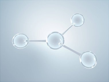 Bilim, kimya ve biyoteknoloji için molekül ya da atom temizliği. Soyut grafik illüstrasyon bilimi tıbbi arka plan 3D görüntüleme.