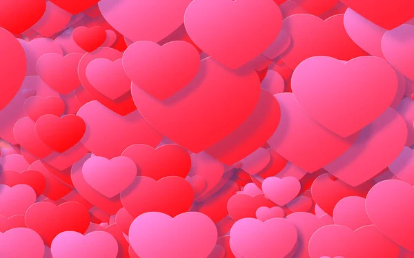 Jantung Merah Dan Merah Muda Valentine Hari Abstrak Latar Belakang — Stok Foto