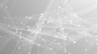 Soyut teknoloji ve bilim çokgeni düşük poligonal arkaplan nokta ve çizgilerle ton grisi.