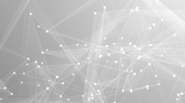 Soyut teknoloji ve bilim çokgeni düşük poligonal arkaplan nokta ve çizgilerle ton grisi.