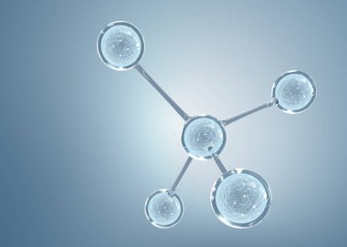Bilim, kimya ve biyoteknoloji için molekül ya da atom temizliği. Soyut grafik illüstrasyon bilimi tıbbi arka plan 3D görüntüleme.