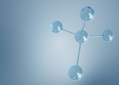 Bilim, kimya ve biyoteknoloji için molekül ya da atom temizliği. Soyut grafik illüstrasyon bilimi tıbbi arka plan 3D görüntüleme.