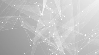 Soyut teknoloji ve bilim çokgeni düşük poligonal arkaplan nokta ve çizgilerle ton grisi.