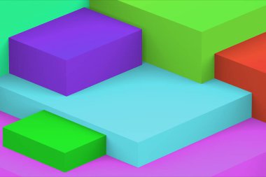Soyut geometrik kübik renkli arkaplan. izometrik 3d oluşturucu.