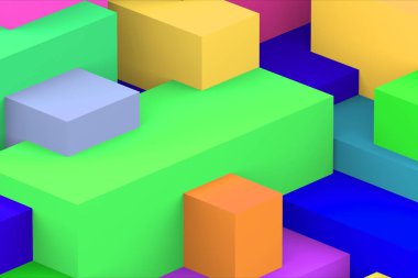 Soyut geometrik kübik renkli arkaplan. izometrik 3d oluşturucu.