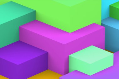 Soyut geometrik kübik renkli arkaplan. izometrik 3d oluşturucu.
