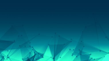 Soyut teknoloji ve bilim çokgeni düşük poligonal arkaplan. Noktalar ve çizgiler birbirine bağlı mavi ton..