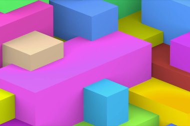Soyut geometrik kübik renkli arkaplan. izometrik 3d oluşturucu.