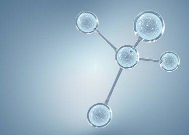 Bilim, kimya ve biyoteknoloji için molekül ya da atom temizliği. Soyut grafik illüstrasyon bilimi tıbbi arka plan 3D görüntüleme.