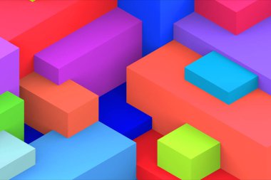 Soyut geometrik kübik renkli arkaplan. izometrik 3d oluşturucu.