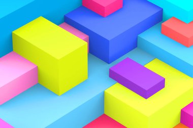 Soyut geometrik kübik renkli arkaplan. izometrik 3d oluşturucu.