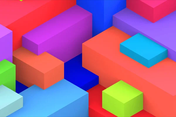 Soyut geometrik kübik renkli arkaplan. izometrik 3d oluşturucu.