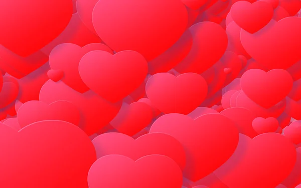 Paper Art Stil Rot Und Rosa Herz Abstrakter Hintergrund Zum — Stockfoto