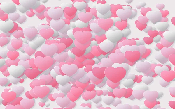 Бумажный Стиль Красным Розовым Сердцем День Святого Валентина Абстрактный Фон — стоковое фото