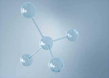 Bilim, kimya ve biyoteknoloji için molekül ya da atom temizliği. Soyut grafik illüstrasyon bilimi tıbbi arka plan 3D görüntüleme.