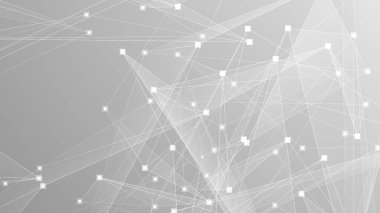 Soyut teknoloji ve bilim çokgeni düşük poligonal arkaplan nokta ve çizgilerle ton grisi.