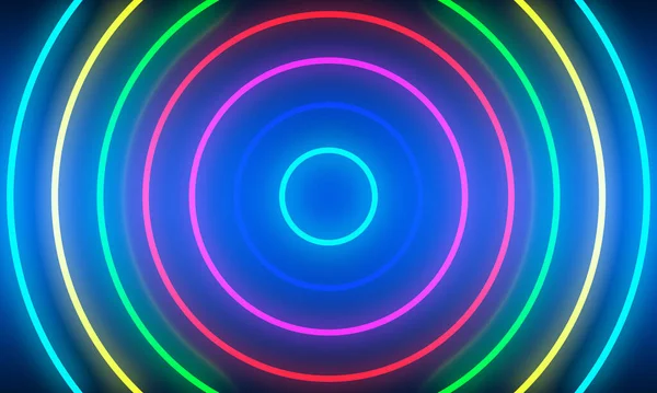 Abstract Colorful Neon Light Circles Background — Stock Photo, Image