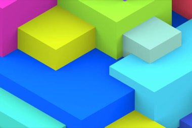 Soyut geometrik kübik renkli arkaplan. izometrik 3d oluşturucu.
