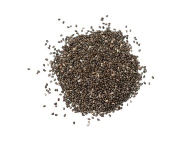Beyaz arkaplanda izole Chia tohumları