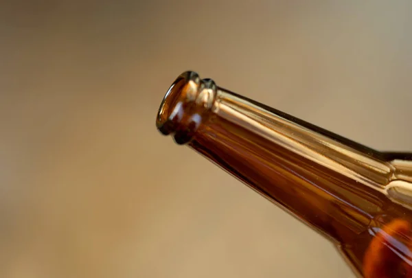 Close View Brown Glass Bottle Focus Rim — Stock Photo, Image