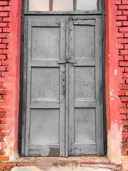 Antique Old Destroyed Black Door Village — Stock Photo, Image