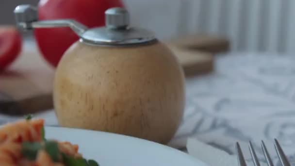 Massa Com Molho Tomate — Vídeo de Stock