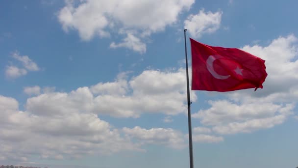 Turkse Vlag Met Lucht Wolken — Stockvideo